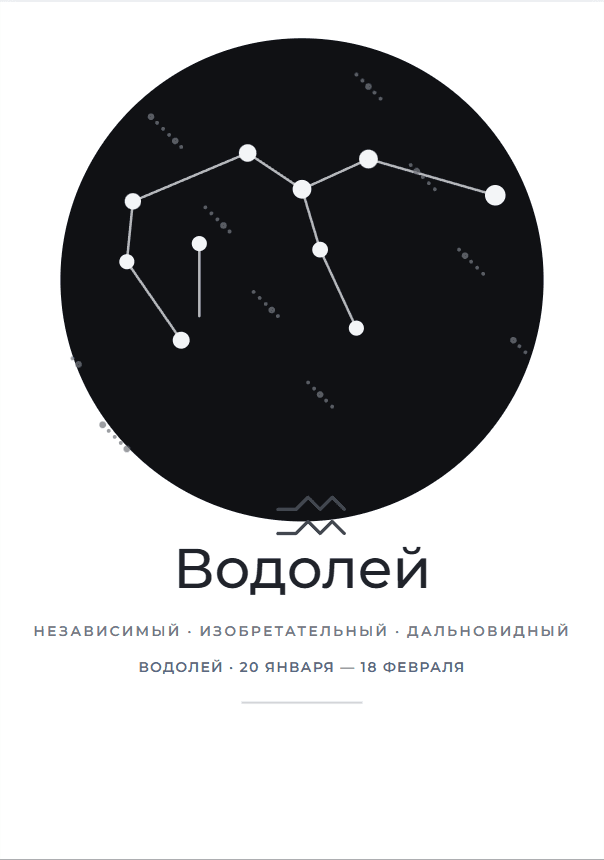 Публичный пример цифрового зодиакального постера POSTORY